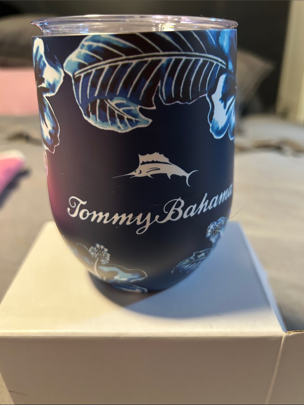 Tommy Bahama Navy Blue Floral Travel Tumbler
